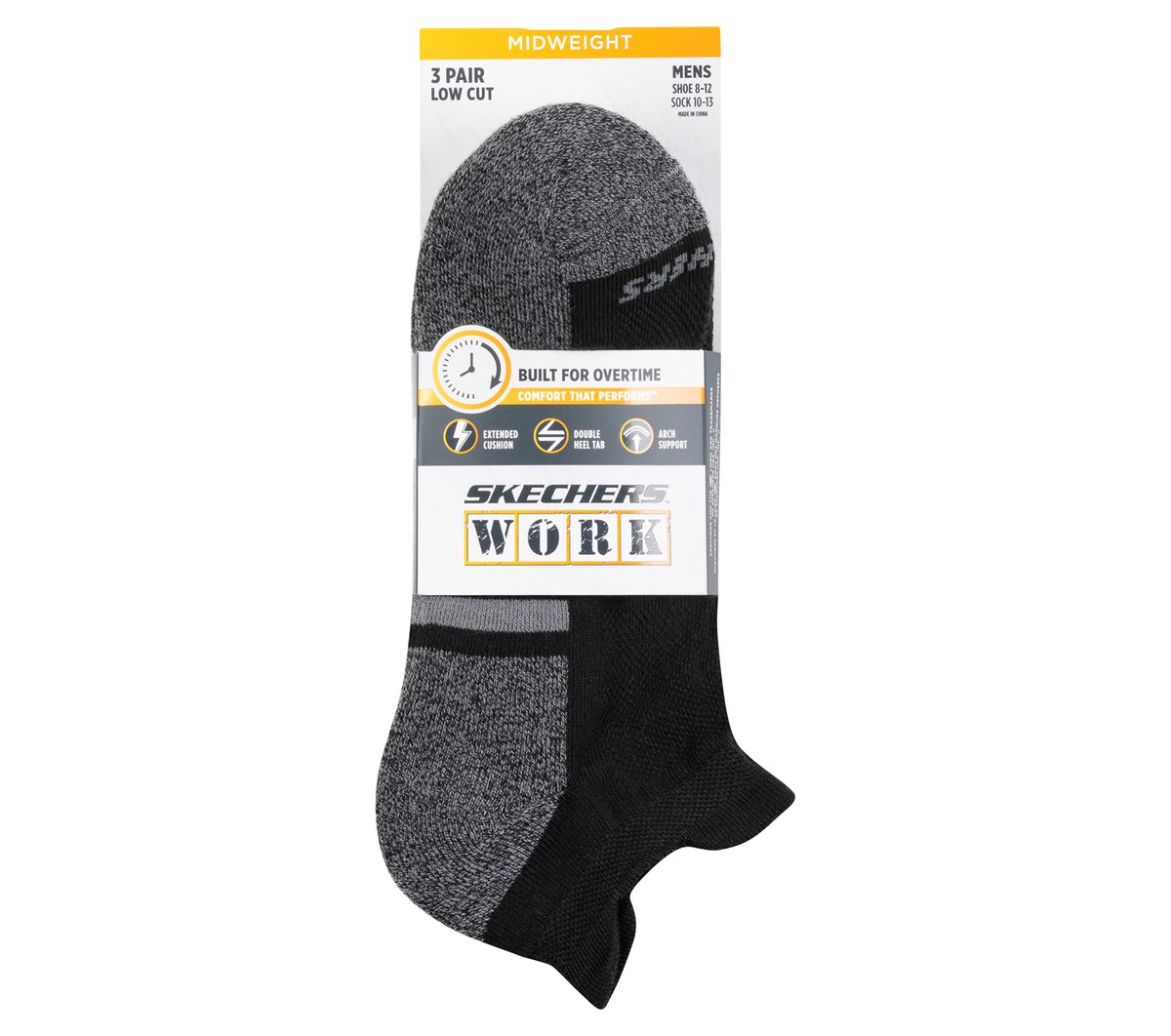 Men|Clothing Skechers Lowcut Heel Tab Work Socks - 3 Pack | Skechers Men|Clothing