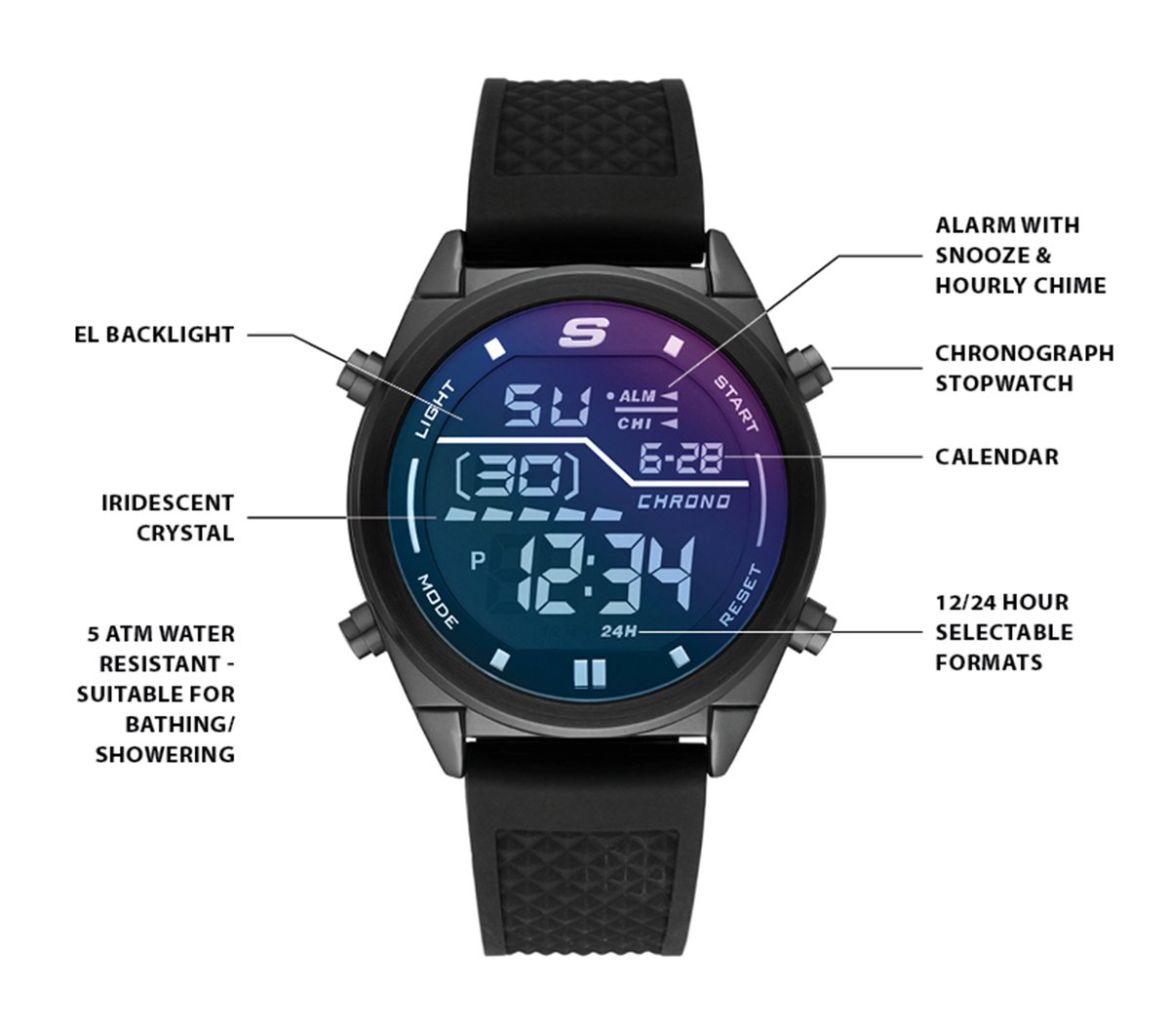 Men|Clothing Skechers Accessories Blue Face Digital Watch | Skechers Men|Clothing