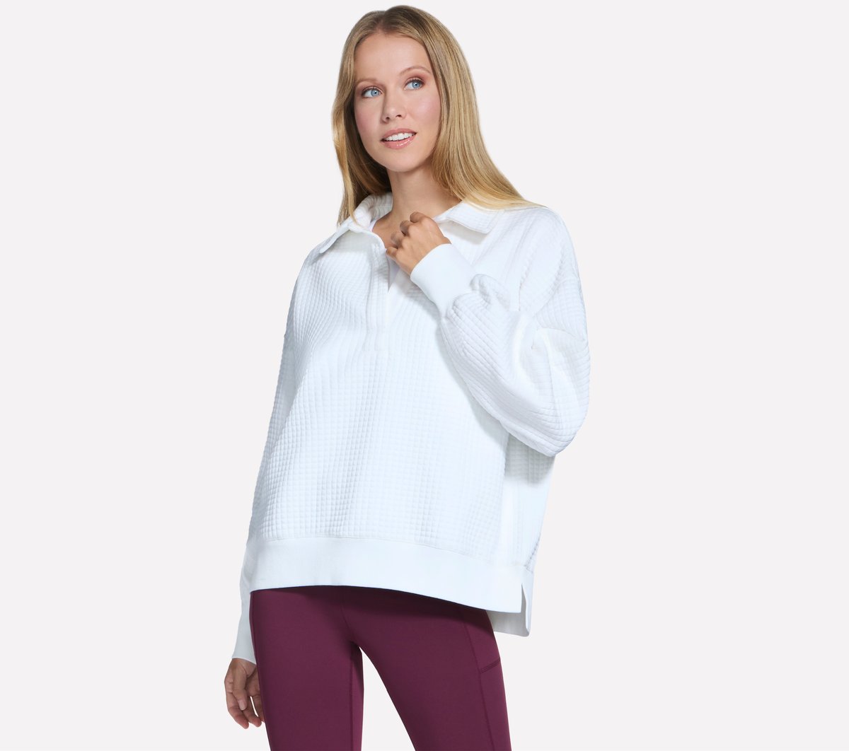 Downtown Cozy Fit Collared Long Sleeve | Skechers Women
