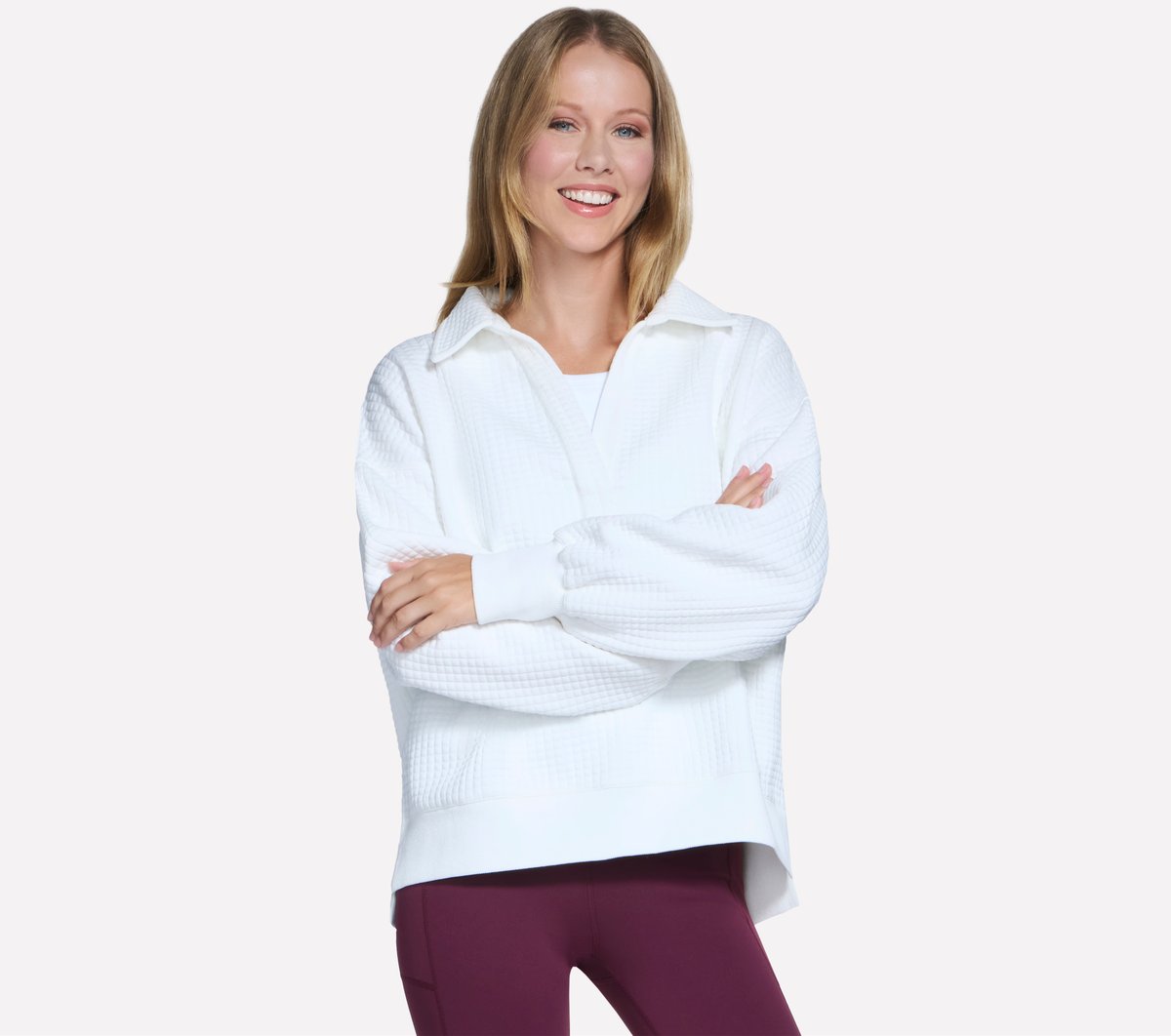 Downtown Cozy Fit Collared Long Sleeve | Skechers Women