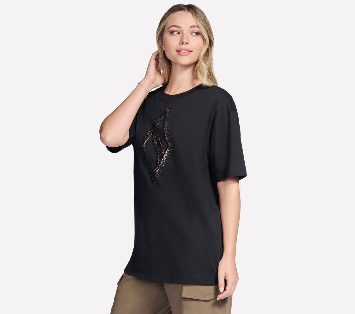 Gold Splatter Diamond Short Sleeve Tee | Skechers Women