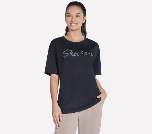 Script Diamond Studded Short Sleeve Tee | Skechers Women