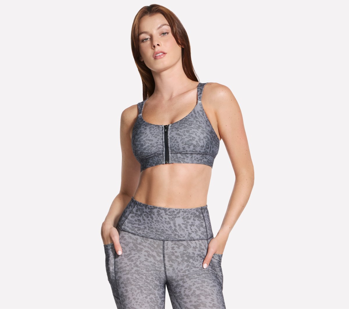 GO WALK Evolution Printed Zip Front Bra | Skechers Women