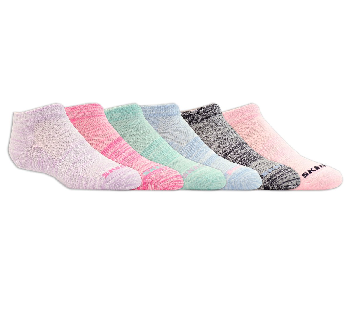 Kids|Clothing Skechers 6 Pack Girls' Low Cut Color Stripe Socks | Skechers Kids|Clothing