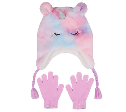 Kids|Clothing Skechers Cold Weather Plush Tie-Dye Unicorn Hat Set | Skechers Kids|Clothing