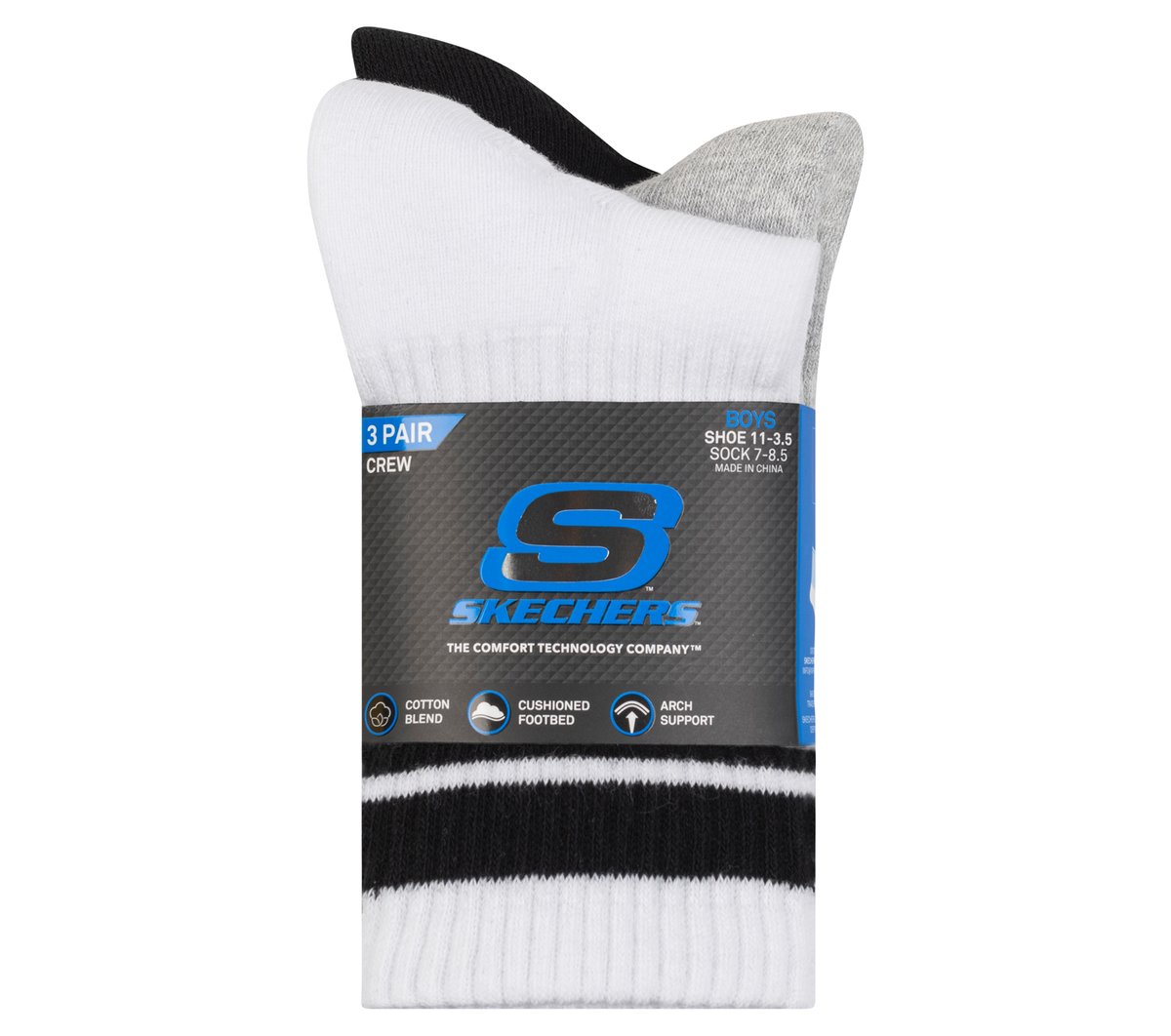 Clothing Skechers 3 Pack Boys' Crew Socks | Skechers Clothing