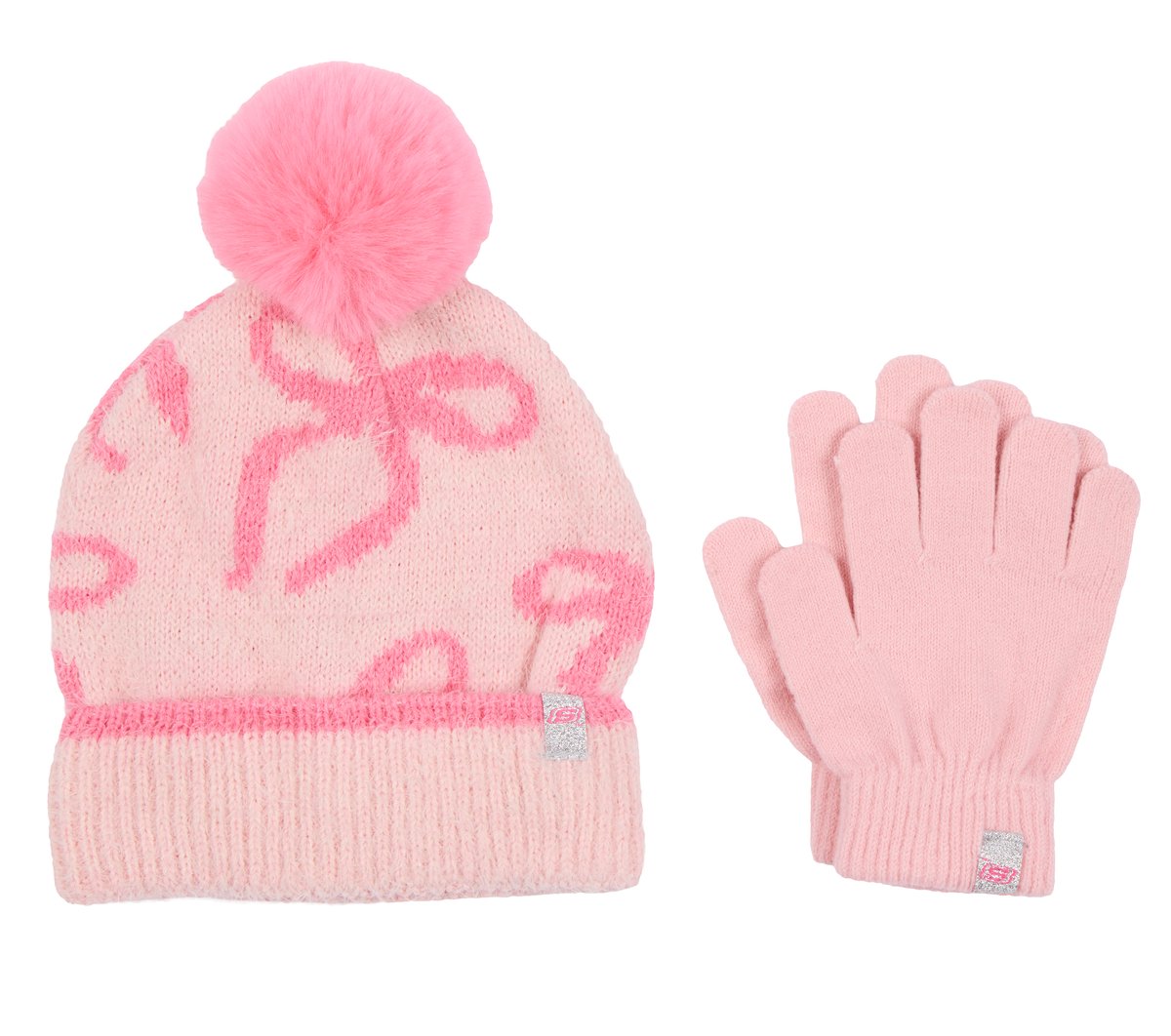 Clothing Skechers Bow Print Hat and Glove Set | Skechers Clothing